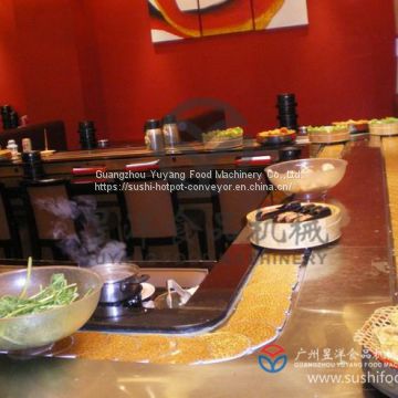 Conveyor Belt Sushi System Stainless Steel Marble Led Lights Dining Conveyor