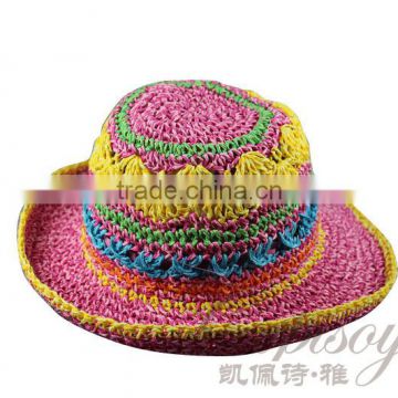 2014 fashional simple crochet sun hat in mixed color