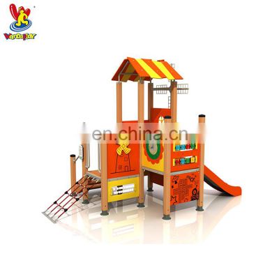 PE Board Wood Slide Kids Playground Outdoor Amusement Park Rides Children Plastic Toys Equipment for Preschool Kindergarten