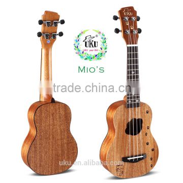 UKU wholesale engraving lovely hawaiian ukulele soprano guitar with bag