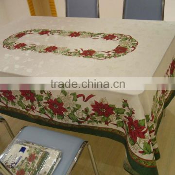 100% Polyester TC CVC Table Cloth WITH RUFFLES,LACE,WATER RESISTANT ,HEAT RESISTANT,WATER PROOF