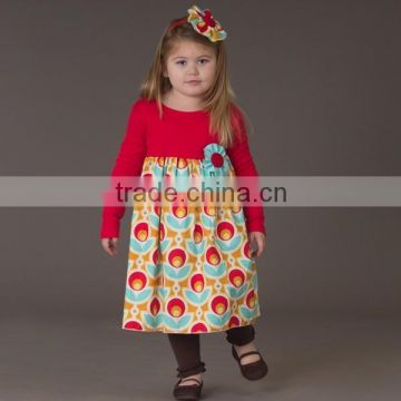 New Spring Hot Sale Kids Girls Giggle Moon Remake Outfits Vintage Floral Ruffle Dress Toddler Girl Boutique Cotton Outfits 2015