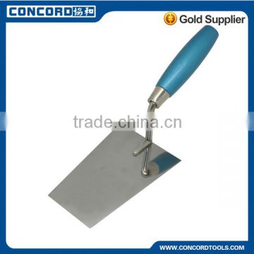 High quality bricklaying trowel with silver blue wooden handle