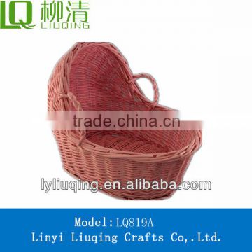 cheaper pink color wicker baby sleeping baskets baby swing and bassinet