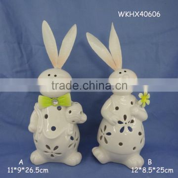 Easter decorative ceramic rabbit candle holder