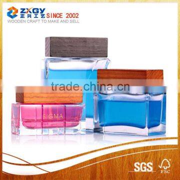 High quality cosmetic glass bottle/jar with wooden cap