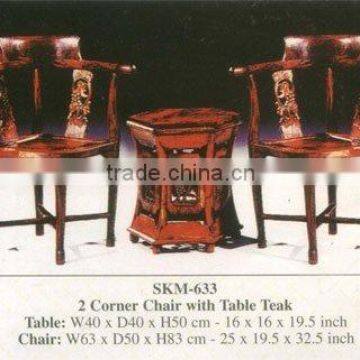 2 Corner Chair with Teable Mahogany Indoor Furniture.