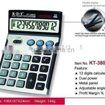 12 digits desk calculator with adjustable angle display KT-380A
