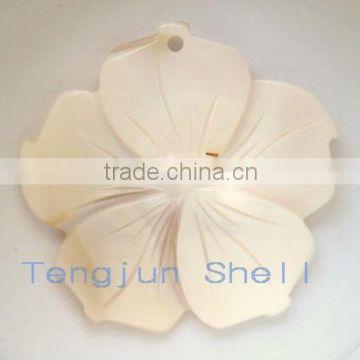 river shell carved flower mother of pearl pendant