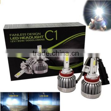 LED headlight bulbs Hi/Lo H4 easy installed 30w 3000lm 6000K pure white