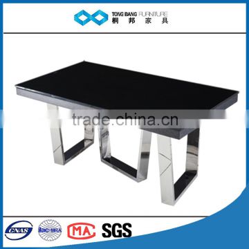 stainless steel leg glass top coffee table