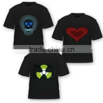 100% cotton sound active el t-shirt ,various best-selling designs for choice