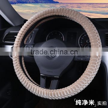 beige winter warm in hand odorless ecofriendly velvet steering wheel cover