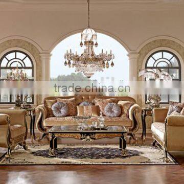 Retro Style Living Room Sofas, Hand Painting Chesterfield Sofa Set, Classic Wood Carving Living Rroom Furniture Set