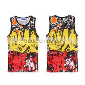 2016 Custom logo plain vests men hiphop tank top with Digital printing woman