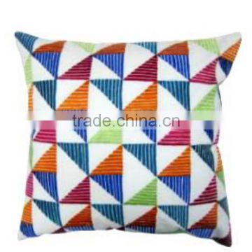 Multiple Triangle Shaped Design Embroidery Cushion Cover