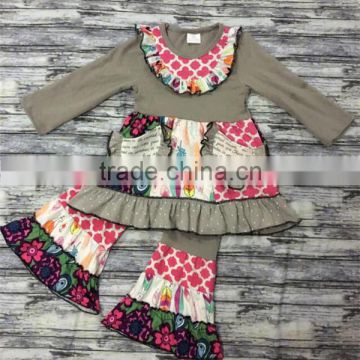 Popular fashion christmas boutique deer clothes baby clothes girls clothing sets kids boutique clothing factory