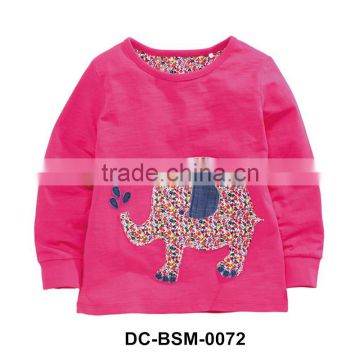 High quality pink with elephant pattern cotton wear t shirts for kids