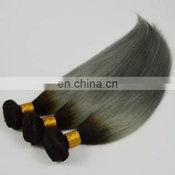 Sew In Human Hair Weave 1b Grey Ombre Hair Grey Fusion Peruvian Straight Hair Extensions