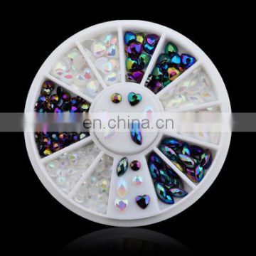 Nail jelly drill turntable peach heart black AB jelly color Nail Rhinestones Flat Bottom Round 3D Manicure Decoration