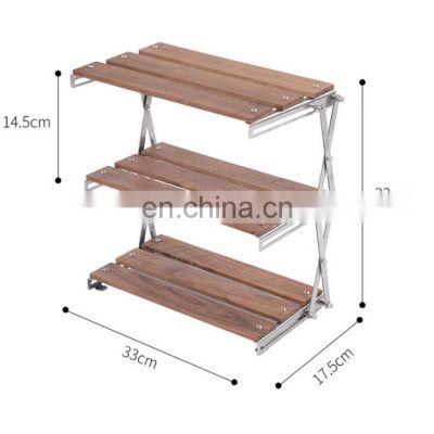 Outdoor camping picnic portable multifunctional folding table commodity shelf