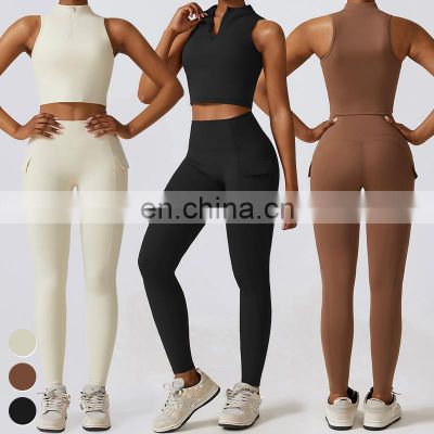 Wholesale High Quality Active Clothing 2 Piece Suit Custom Workout Wear Sports Bra Leggings Gym Fitness Sets Women Yoga Set