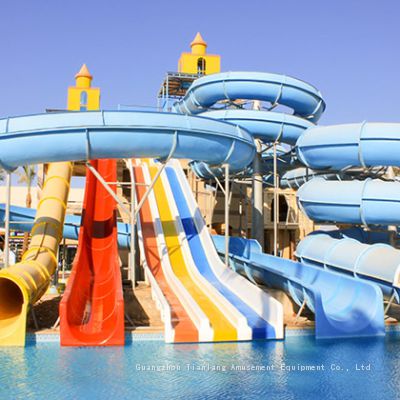 Large Water Park Equipment Children's Water Combination Slide Swimming Pool Fiberglass Rainbow Slide Water House Water Village
