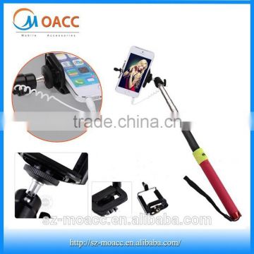 wired monopod selfie stick headphone cable control cable monopod for Cellphone
