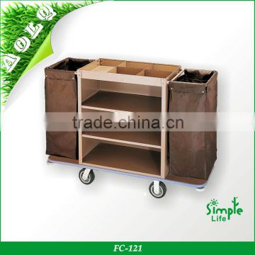 High Quality Customized Multi-function Steel Housekeeping Trolley with Canvas Bags Can Unpick Wash