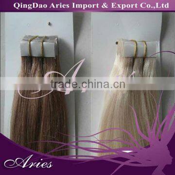 Real chinese virgin cuticle hair hand made tape human hair