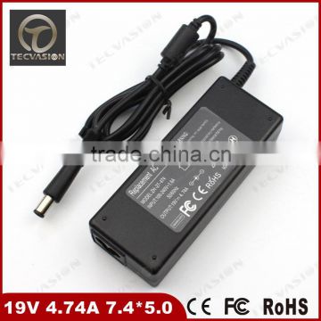 High quality laptop power adapter Power charger 19V 4.74A 90W 7.4*5.0 for HP N113 DV5 DV6 463955-001, 463956-001