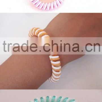 Plastic Stitching color elastic quality candy cheap women telephone wire hair circle A-0001