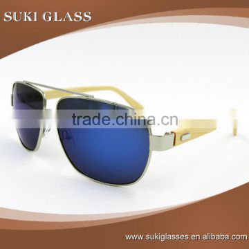 promotional metal arm leg temple bamboo wood sunglasses