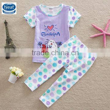 (TS5518) Purple 2-6Y Neat new hot children girl summer sets cute baby boutique clothing sets spots printed