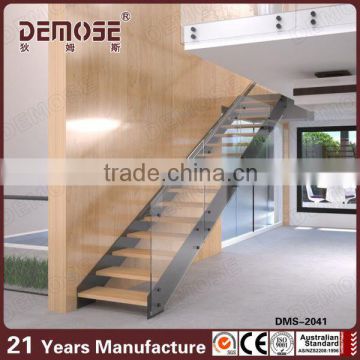 exterior metal wood stair treads stairs glass railing