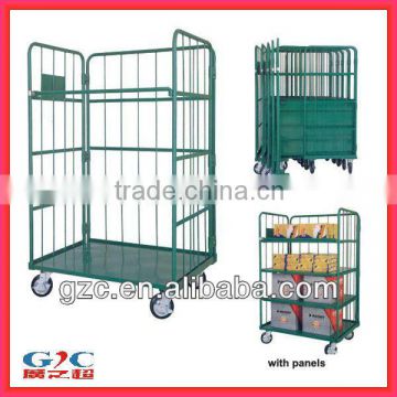 Steel Wire Folding Rolling Trolley Tool Cart for Warehouse Logistic Workshop