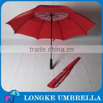 30" red color auto open Straight golf Umbrella with foam handle