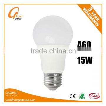Very High Power 15W A60 60*128mm size Led bulb 16pcs 2835smd Three Years Warranty