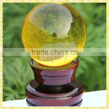 New Designed Yellow Wedding Crystal Ball With Red Base For Wedding Decoration