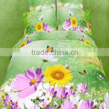 fresh flower design 3D reactive printed bedding set with a hot sale and wholesale price