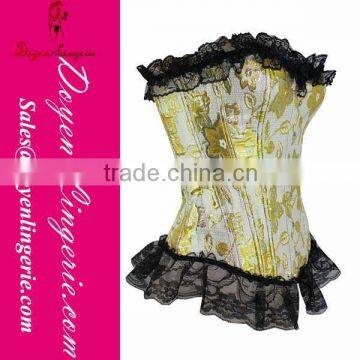 Sexy Western Lace Bustier Top Yellow Wholesale And Retail with T-thong