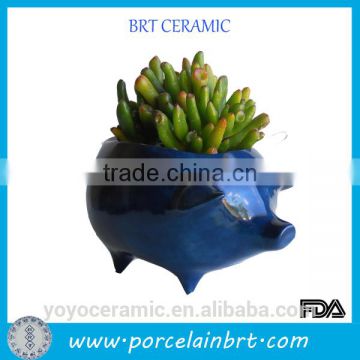 Lovely Dark Blue Glazed Pig Planter Potsplanter pots