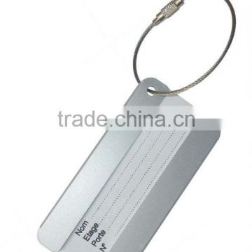 Hot selling aluminum metal luggage tag with metal ring
