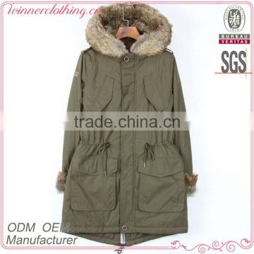 High Quality Winter Warm Wool Model Long Parkas Trench Fur Coat For Women