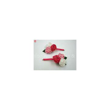 Kids Rose Large Flower Fabric Hair Clips Accessories , Red / White / Pink