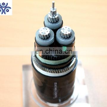 Three aluminum cores Medium voltage XLPE insulated copper tape shielding PVC sheathed steel wire armoured power cable