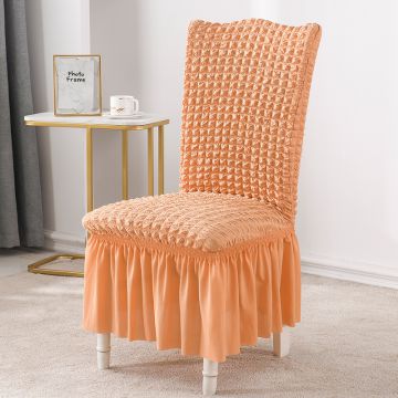 Stretch Seersucker Dining Chair Covers Chair Slipcovers with Ruffled Skirt Orange