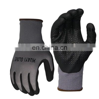 Customized Assembly Foam Nitrile Gloves With Dotted Palm Nitrile NBR Work Glove Hand Protection Oil Proof Anti Slip
