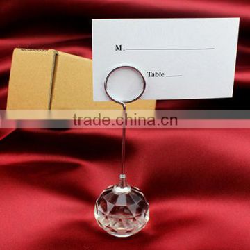 Clear crystal round ball name card stand desk name plate holder