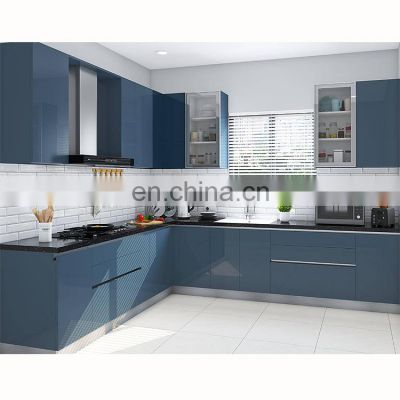 Italian modern solid wood gloss kitchen storage cabinets cheap blue light wood kitchen cabinets